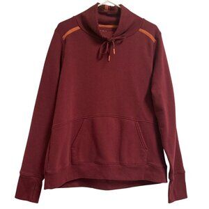 Women's TEK GEAR Ultrasoft Fleece Mock Neck Stripe Sweatshirt Thumbholes Large